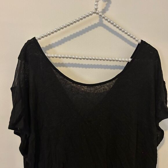 Dantelle Tunic Women 1x Sheer cut out Black Rayon linen boho whimsigoth goth NWT - Picture 5 of 13